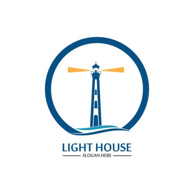 Deniz feneri logo ikonu vektör şablonu