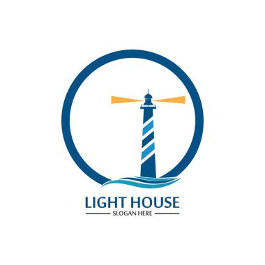 Deniz feneri logo ikonu vektör şablonu