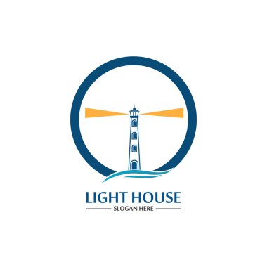 Deniz feneri logo ikonu vektör şablonu