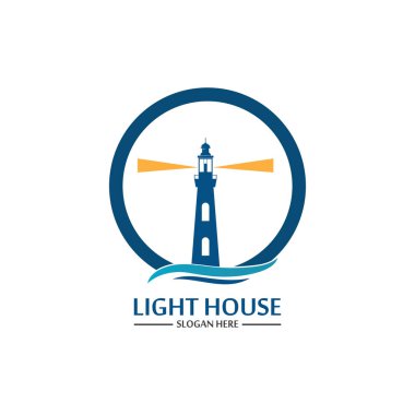 Deniz feneri logo ikonu vektör şablonu