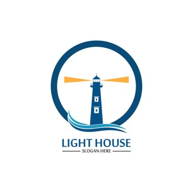 Deniz feneri logo ikonu vektör şablonu