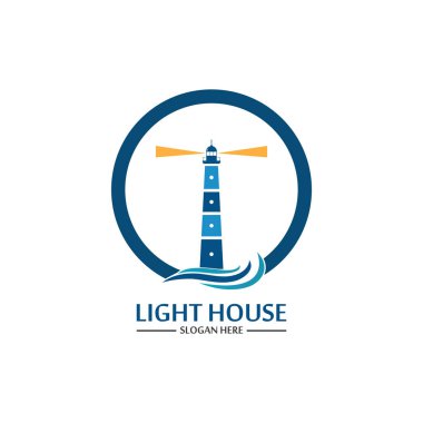 Deniz feneri logo ikonu vektör şablonu