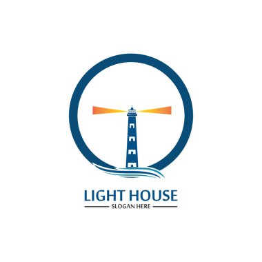 Deniz feneri logo ikonu vektör şablonu