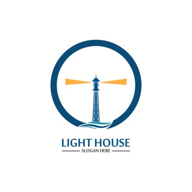 Deniz feneri logo ikonu vektör şablonu