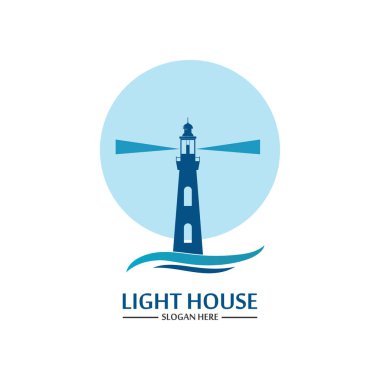 Deniz feneri logo ikonu vektör şablonu