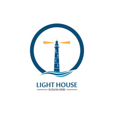 Deniz feneri logo ikonu vektör şablonu