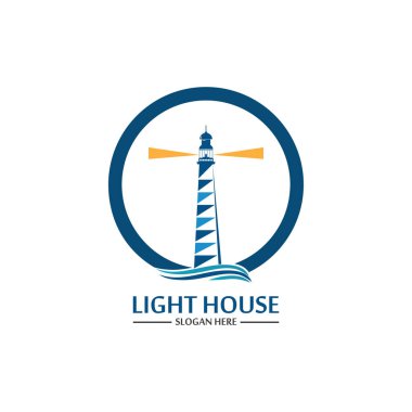 Deniz feneri logo ikonu vektör şablonu