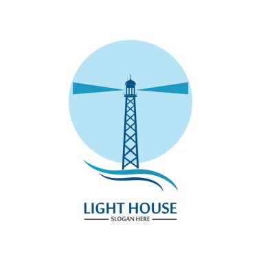 Deniz feneri logo ikonu vektör şablonu