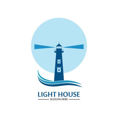 Deniz feneri logo ikonu vektör şablonu