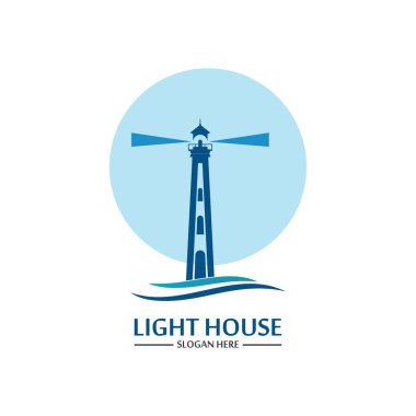 Deniz feneri logo ikonu vektör şablonu