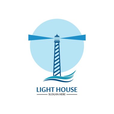 Deniz feneri logo ikonu vektör şablonu