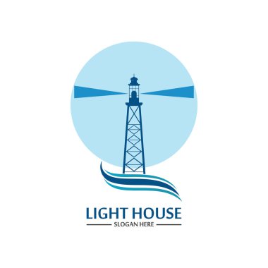 Deniz feneri logo ikonu vektör şablonu