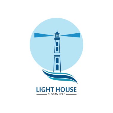 Deniz feneri logo ikonu vektör şablonu