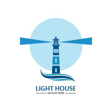 Deniz feneri logo ikonu vektör şablonu