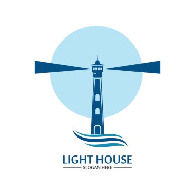 Deniz feneri logo ikonu vektör şablonu