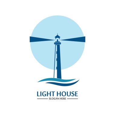 Deniz feneri logo ikonu vektör şablonu