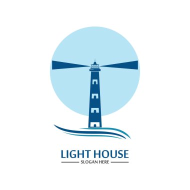 Deniz feneri logo ikonu vektör şablonu