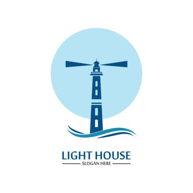 Deniz feneri logo ikonu vektör şablonu