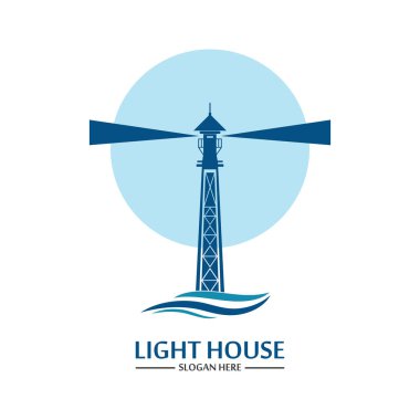 Deniz feneri logo ikonu vektör şablonu