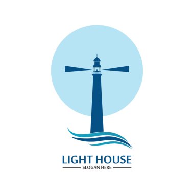 Deniz feneri logo ikonu vektör şablonu