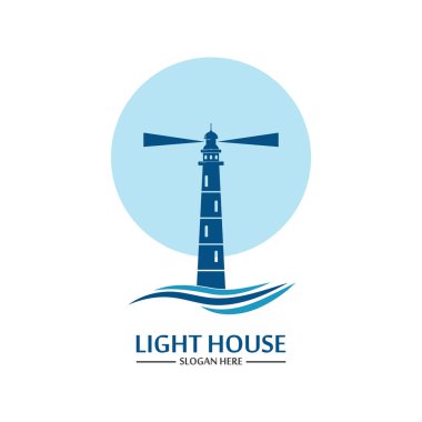 Deniz feneri logo ikonu vektör şablonu