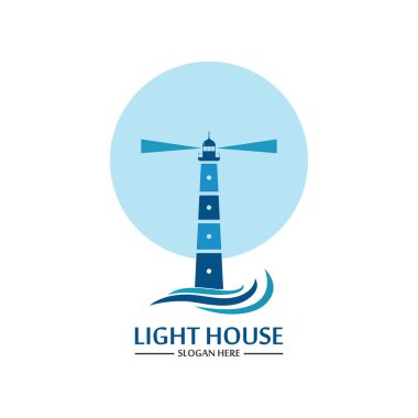 Deniz feneri logo ikonu vektör şablonu