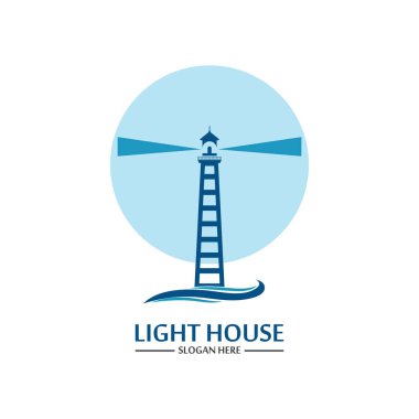 Deniz feneri logo ikonu vektör şablonu