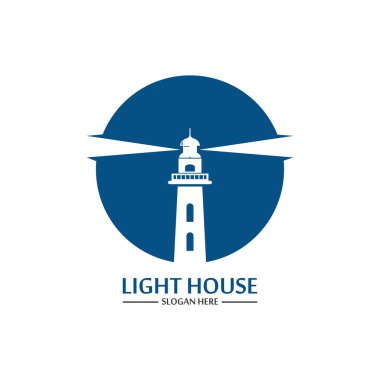Deniz feneri logo ikonu vektör şablonu