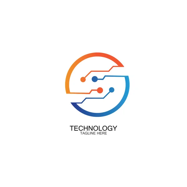 Tecnologia Circuito Logotipo Vetor Modelo Vetor — Vetor de Stock