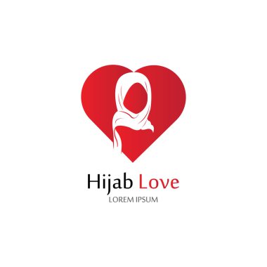 Hijab Love logo vektör simgesi tasarımı şablon-vektörü