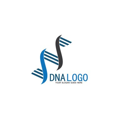 DNA vektör logo tasarım şablonu. Modern medikal logoty.lab bilim simgesi. Renkli farmakoloji işaret vektörü.