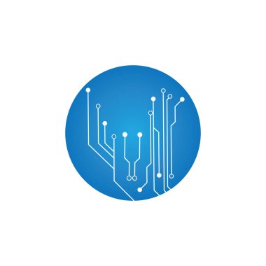 Çember simgesindeki devre. Teknoloji logosu tasarım şablonu simgesi vektör-vektör simgesi