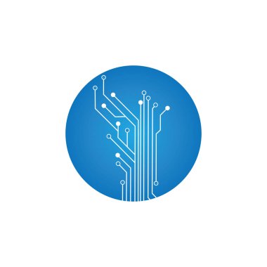 Çember simgesindeki devre. Teknoloji logosu tasarım şablonu simgesi vektör-vektör simgesi