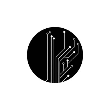 Çember simgesindeki devre. Teknoloji logosu tasarım şablonu simgesi vektör-vektör simgesi