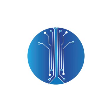 Çember simgesindeki devre. Teknoloji logosu tasarım şablonu simgesi vektör-vektör simgesi