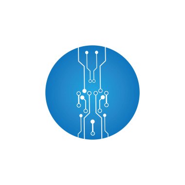 Çember simgesindeki devre. Teknoloji logosu tasarım şablonu simgesi vektör-vektör simgesi