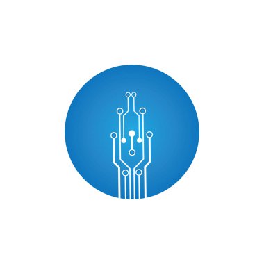 Çember simgesindeki devre. Teknoloji logosu tasarım şablonu simgesi vektör-vektör simgesi