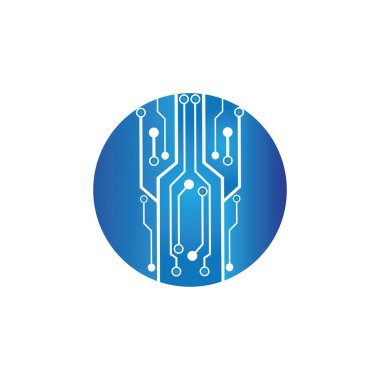 Çember simgesindeki devre. Teknoloji logosu tasarım şablonu simgesi vektör-vektör simgesi