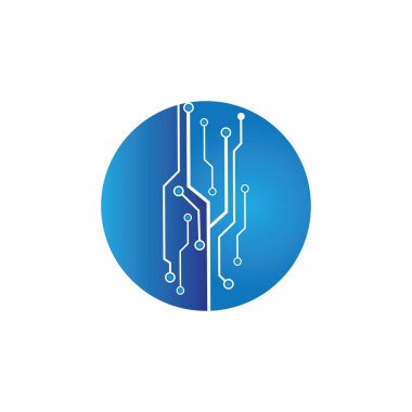 Çember simgesindeki devre. Teknoloji logosu tasarım şablonu simgesi vektör-vektör simgesi