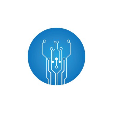 Çember simgesindeki devre. Teknoloji logosu tasarım şablonu simgesi vektör-vektör simgesi