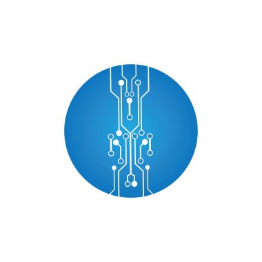 Çember simgesindeki devre. Teknoloji logosu tasarım şablonu simgesi vektör-vektör simgesi