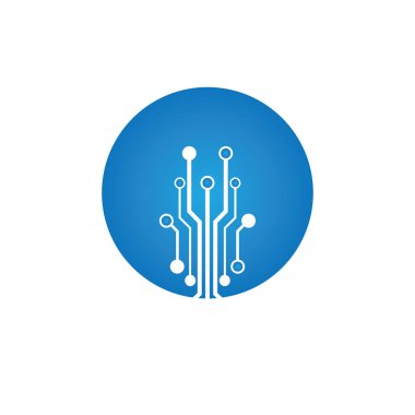 Çember simgesindeki devre. Teknoloji logosu tasarım şablonu simgesi vektör-vektör simgesi