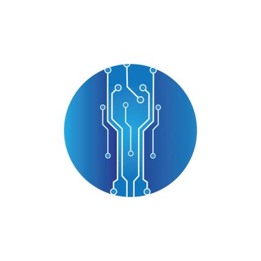 Çember simgesindeki devre. Teknoloji logosu tasarım şablonu simgesi vektör-vektör simgesi