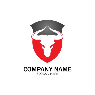 yaratıcı kızgın kalkan boğa başlı logo tasarımı vektör illüstrasyon vektörü