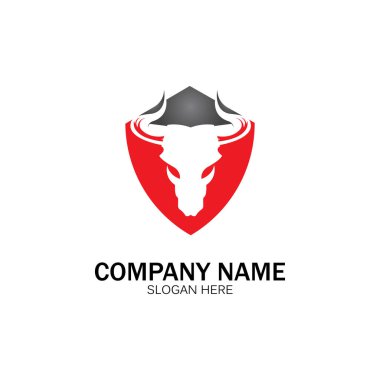 yaratıcı kızgın kalkan boğa başlı logo tasarımı vektör illüstrasyon vektörü