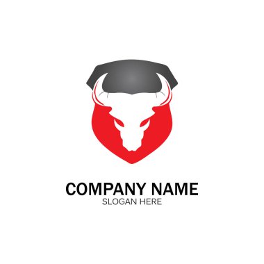 yaratıcı kızgın kalkan boğa başlı logo tasarımı vektör illüstrasyon vektörü