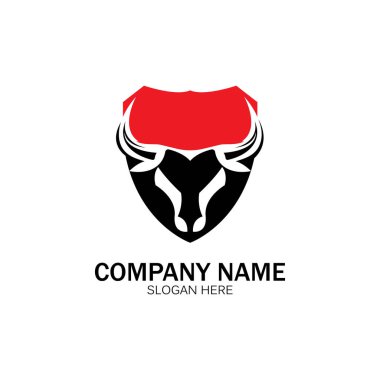 yaratıcı kızgın kalkan boğa başlı logo tasarımı vektör illüstrasyon vektörü