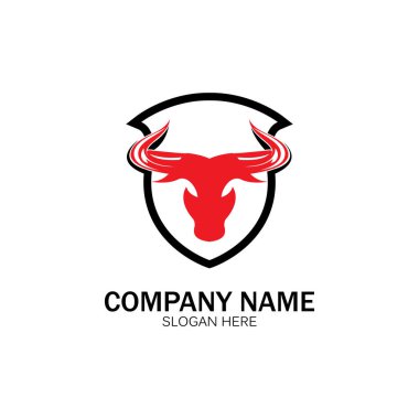 yaratıcı kızgın kalkan boğa başlı logo tasarımı vektör illüstrasyon vektörü