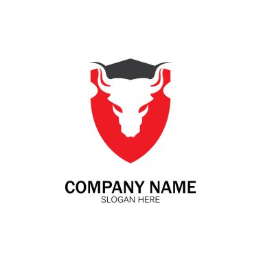 yaratıcı kızgın kalkan boğa başlı logo tasarımı vektör illüstrasyon vektörü