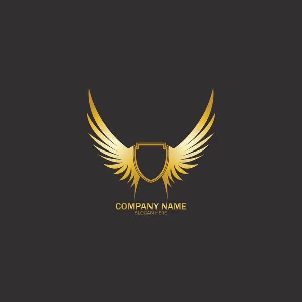 Winged Shield Gold Logo Design Symbol Vector Illustration Vector — Stock Vector